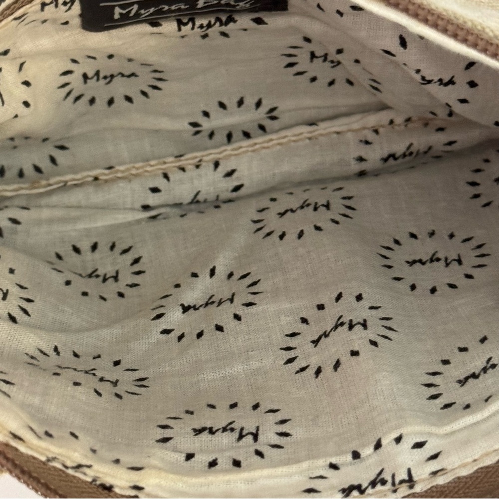 Myra Crossbody Bag Stamp Pocket Upcycled Canvas Country Cowhide Small Purse - Picture 10 of 15